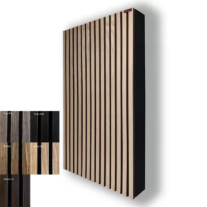 Panel Acústico con Frontal de Lamas de Madera 100x60x8–13 cm